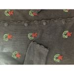 Victoria Jones Cardigan Sweater Black Green Christmas Wreath Embroidered Sz M Photo 4
