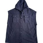 PacSun Women’s Hooded Polar Fleece Vest Size M/L Black Oversized Long Pockets Photo 2