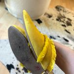 Birdies  The Ani Marigold Yellow Suede Slip On Fringe Mule Size 12‎ Photo 4
