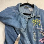 VTG Bobbie Brooks 26W Denim Shirt Floral Embroidery Buttoned Cottage Grandma 90s Blue Size 26 Photo 5