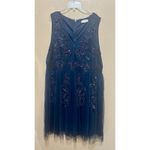 Maya Deluxe Plus Size Blue Beaded Embellished Sleeveless Tulle Dress Blue Photo 2