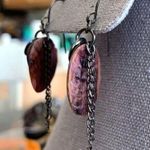 Dangle Earrings Purple Iridescent Shell and Chain Photo 4