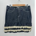Wrangler Rock47 Mini Skirt Women 31 Denim Country Boho Festival Ultra Low Rise Photo 0