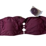 Shade & Shore Women's Dark Red Bandeau Ring Bikini Top - Size XL - NWT Photo 0