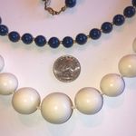 Lot of 2 Vintage Navy Blue & Off White Beaded Boho Necklaces Photo 2