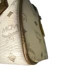 MCM  Visetos Lion Patchwork Boston Bag White Gold Leather Trim Satchel Photo 6