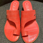 Calvin Klein  Red Croc-Pattern Sandals Photo 0