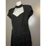Geary Roark Kamisato Dress Womens 12 Black Fringe Flapper Open Back Cocktail Photo 4