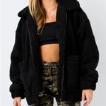 I am gia I.AM.GIA | Pixie Teddy Sherpa Furry Zip Up Jacket Coat Black Oversized sz Small Photo 1