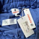 Sundry Loop Terry Wide Leg Crop Lounge Pants NWT Size Large Blue Photo 7