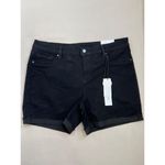 Workshop Republic Clothing WORKSHOP Republic Jean Shorts Size 14 Black Modern Fit Cuffed Hem Casual Stretch Photo 3
