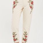 Topshop  Moto Mom Embroidered Floral Jeans Photo 1