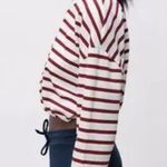 ZARA  Red and White Striped Cropped Long Sleeve Top Size S Photo 1