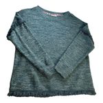 Knox Rose  Sweater Small Forest Green Boho Frayed Fringe Long Sleeve Pullover Photo 5