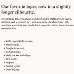 J.Crew Drapey Long Parke Printed Blazer Cupro Blend In Sail Blue Size 0 NWT Photo 3