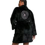 Victoria's Secret  Womens Size M/L Signature Black Plush Pocket Robe Soft Short Photo 1