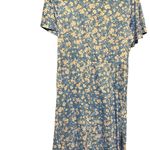 Elegant Blue Floral Midi Dress White Size L Photo 1