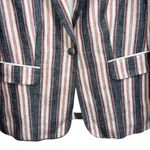 frame denim NEW NWOT FRAME Classic Stripped Linen Blazer Jacket Blue Red White Photo 5