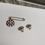 Vintage Gold Tone Enamel Safety Pin Brooch & Clip On Clip Photo 1