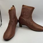 Robert Clergerie "Pany" Stretch Metal Lurex Mesh Mirrored Heel Ankle Boot Rust Size 6.5 Photo 5