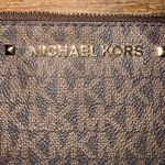 Michael Kors  Wristlet Card Case Coin Purse Brown MK Logo Zip Small Wallet‎ Photo 1