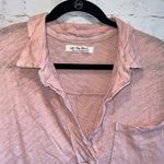 We The Free Free People  Shirt Womens Large Pink Short Sleeve Knit Polo V Neck Photo 1
