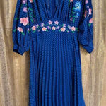 ASOS  Design Royal Blue Textured Floral Embroidered Midi Dress Size 8 Photo 0