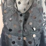 Theia Black Polka Dot Sequin Midi Dress Size: 4 Photo 6