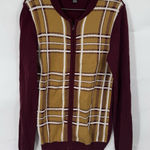 ASOS  Plaid Preppy Full Zip Sweater Women Small Burgundy Golf Club Photo 0