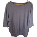 Garnet Hill  Gray‎ Lace Sleeve Dolman Top Womens Size LG Organic Cotton Blend Photo 0