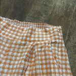 Adrienne Orange Gingham Wide-Leg Pants with Tassels Photo 4