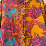 Sundance  Floral Ruffle Button Down Top size XL Photo 4