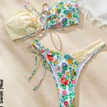 SheIn Swim Mod Summer Beach Women's Floral Printed Lace Up Bikini Set Size Small Photo 3