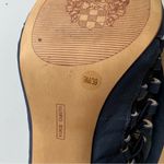 Vince Camuto  Navy Leather 9M Laced 3" Block Heel Open Toe Shoes Photo 4