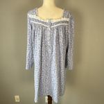 Eileen West Blue Floral Cotton Jersey Knit Nightgown Plus Size 2X Long Sleeve Photo 1