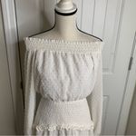 Sabo Skirt ‎ white tiered bardot swiss dot ruffle long sleeves dress size small Photo 5