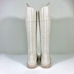 Fendi Karligraphy Logo Croc Embossed Riding Boots 37 White NEW Photo 5