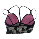 PINK Victoria’s Secret Velvet Bralette Medium Velvet Design Strappy Low Deep Cut Black Photo 1