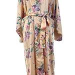 Victoria's Secret Long Printed Floral Pastel Pink Robe Vintage Gold Label Photo 0
