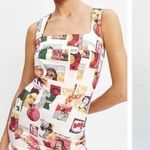 Reformation Davies Bustier Denim Mini Dress comic print sz 2 Photo 0