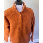 Aerie Quarter Snap Teddy Fleece Pullover Sweatshirt Burnt Orange Photo 4