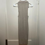 Mable Beige Ruched Button Front Collared Sleeveless Mini Photo 3