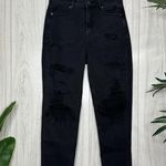 American Eagle  High Rise Comfort Stretch Waistband Destroyed Black Mom Jeans 2 Photo 1