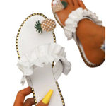 Just in White Pearl Pineapple Toe Ring Ruffle Sandal sz 38 or 7 Photo 0