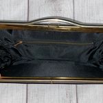 Vintage clasp clutch w/small metal carry handle black & gold Photo 4