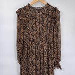 Moon River Tiered Ruffle Maxi Dress Womens Medium Fall Brown Black Metallic Gold Photo 10