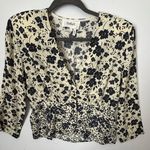 Ba&sh  Martha Floral Button-Up 3/4 Sleeve Blouse w shoulder pads Large Photo 7