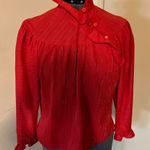 Vintage 70s 80s Ruffle Blouse Top Red Photo 0
