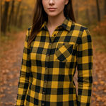 Rue 21  Mustard Yellow & Black Buffalo Check Plaid Button Down Shirt Size XS Photo 0