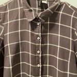 Divided H&M Geometric Button-down blouse grey & white plaid size 2 Photo 5